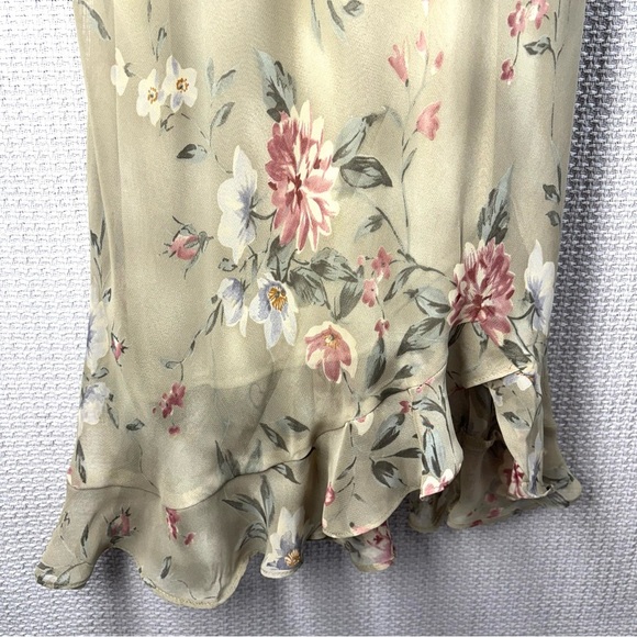 NOS 90s Positive Attitude Sz 12 Floral Fairy Romantic Sheer Midi Dress W/ Wrap - Picture 4 of 15